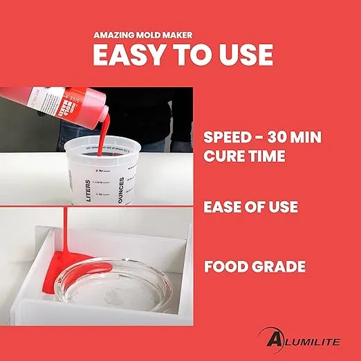 Alumilite Amazing Silicone Mold Maker 2 Part Mix Kit - Platinum Fast-Cure for Epoxy Resin, Concrete Casting, DIY Cosplay & Food, Flexible Liquid Rubber (64 Ounce)