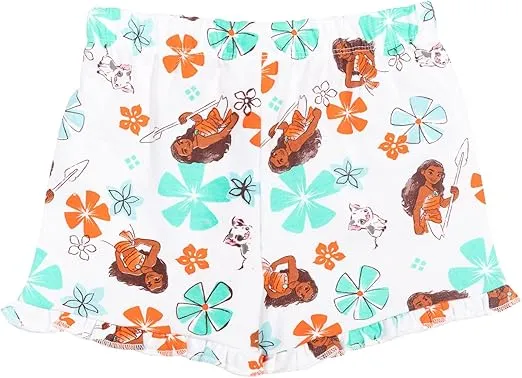 Disney Frozen Moana Princess Tiana Floral Peplum T-Shirt and French Terry Shorts Outfit Set Toddler to Big Kid