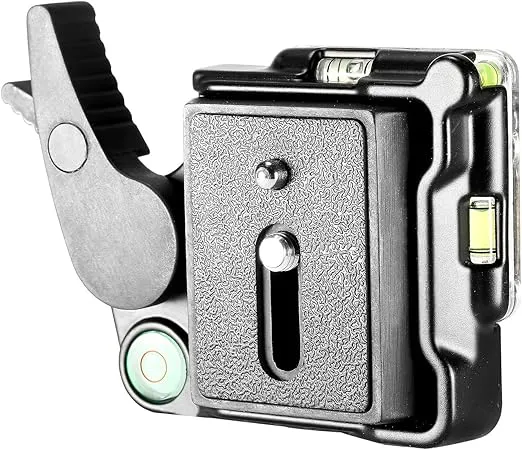 Neewer® Black Aluminum Alloy Quick Release QR Plate Adapter with 1/4"-3/8" Screw and Bubble Lever for DSLR Camera Tripod Monopod Stabilizer Ball Head
