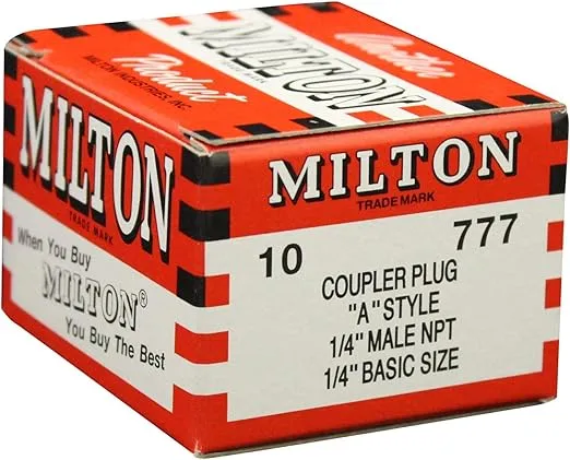 Milton 777 1/4 Male A Style Plug-25 Pack