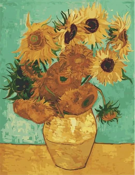 Meecaa Paint by Numbers XXXX Kit for Adults Beginner DIY Oil Painting 16x20 inch (Sunflower, No Frame)
