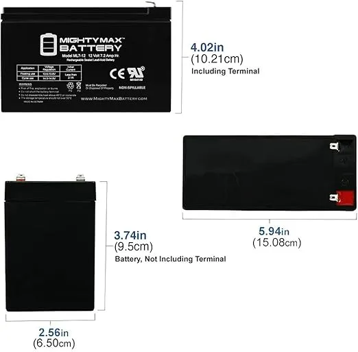 Mighty Max Battery ML7-12 - 12V 7.2AH VERIZON FIOS Replacement Battery