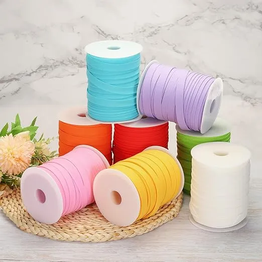 MECCANIXITY 1/2 Inch Double Fold Bias Tape Polyester Continuous Bulk Bias Tape for Sewing,Seaming Quilting Hemming Binding Crafts (Pink 55 Yards)