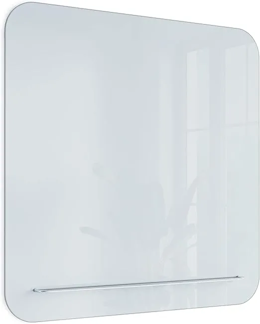 U Brands Floating Magnetic Glass Board with Floating Shelf, 35” x 35”