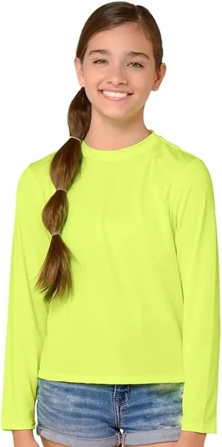 INGEAR Girls Long Sleeve Rash Guard Swim Shirt Outdoor Sports Shirt Lightweight Athletic Tee Protective Quick Dry