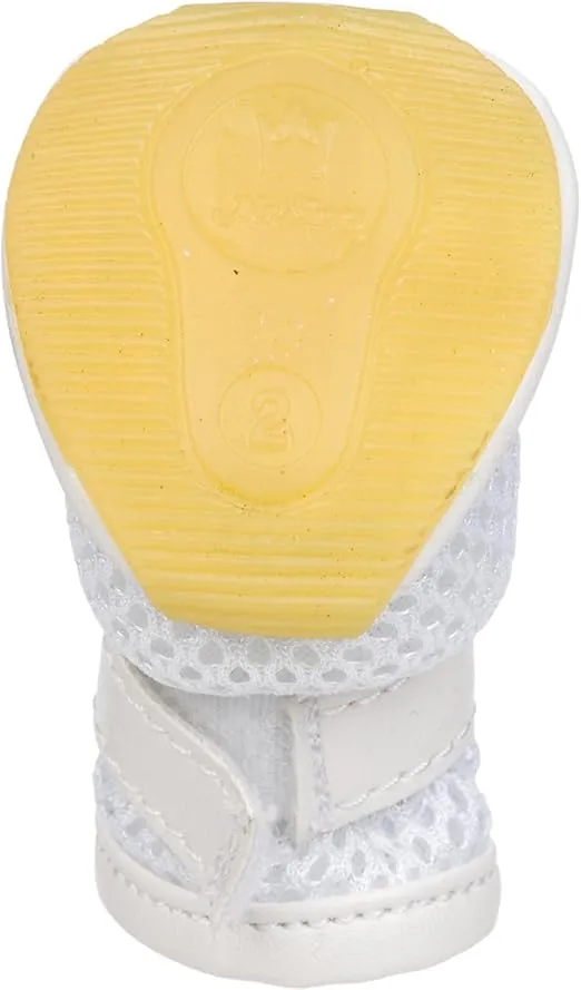 PET LIFE 'Air-Mesh' Flexible Lightweight Sporty Fashion Breathable Pet Dog Shoes Sneakers Booties Boots w/ Rubberized Grips, Small, White & Red