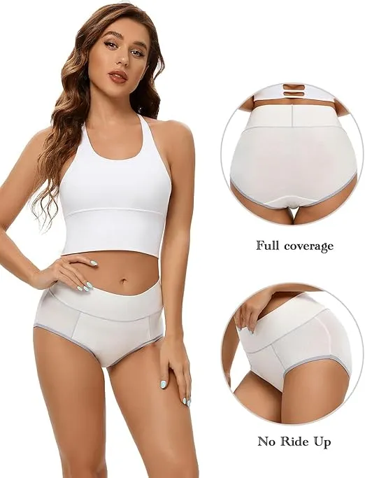 POKARLA Womens Cotton Underwear High Waist Full Coverage Briefs Soft Breathable Postpartum Panties Stretch Underpants