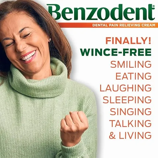 Benzodent Dental Pain Relieving Cream Topical Anesthetic, No Artificial Color & Flavors