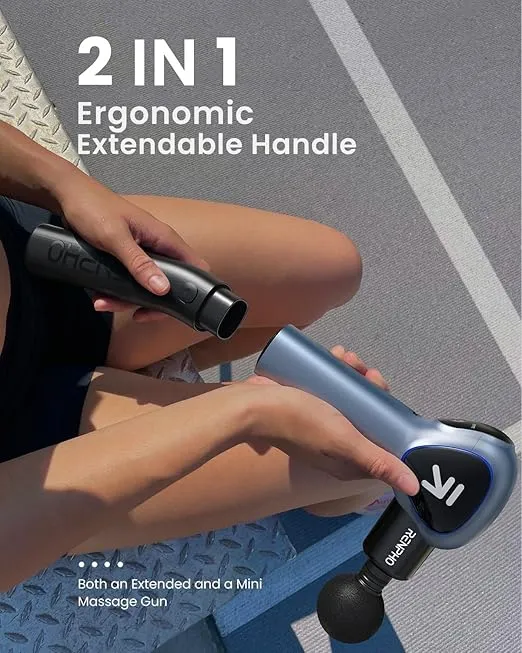 RENPHO Massage Gun Deep Tissue, Back Massager for Pain Relief with Long Extension Handle, Percussion Handheld Mini Muscle Massagers Cordless for Athletes Neck,FSA HSA Eligible, Reach