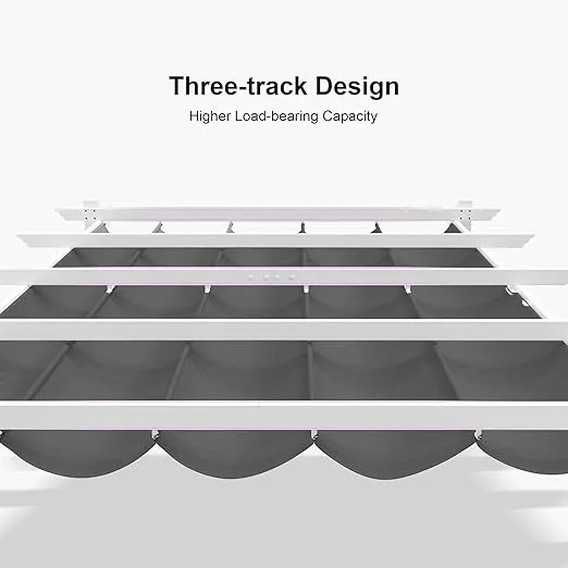 PURPLE LEAF Pergola Retractable Canopy White Pergola Gazebo Patio Metal 10'X 13' Pergola with Outdoor String 24FT Bulbs Lights for Backyard Deck Garden, Grey