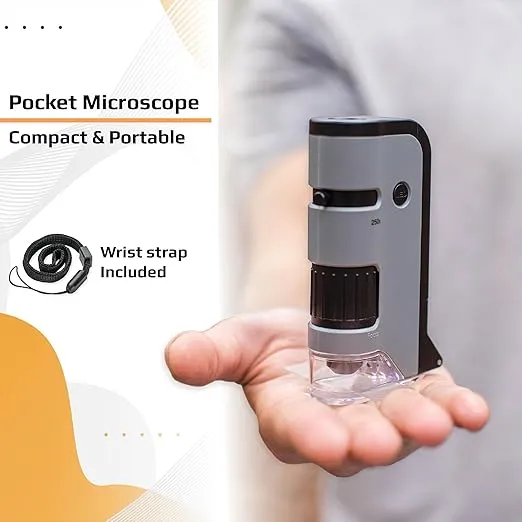 Carson MicroFlip 100x-250x, LED UV Pocket Microscope with Smartphone Clip, STEM Education (MP-250)