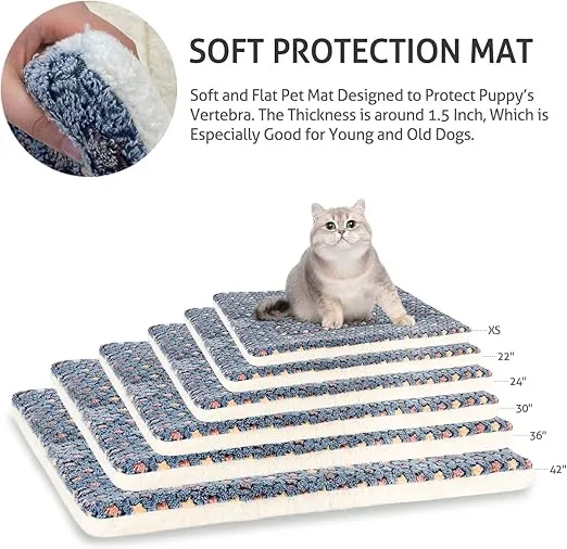 Mora Pets Cat Bed Dog Crate Pad Ultra Soft Pet Bed with Cute Star Print Washable Crate Mat for Small Dogs and Indoor Cats Reversible Fleece Kennel Pad Cat Carrier Mat 14 x 17.5 inch Dark Blue