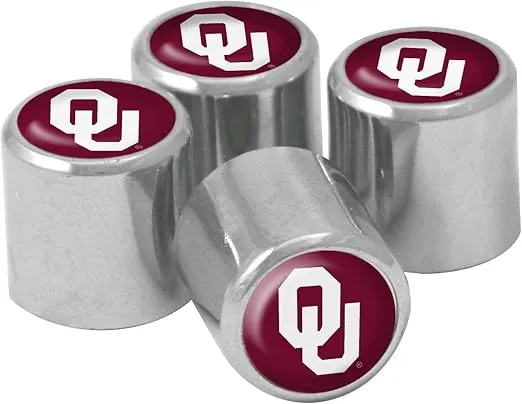 NCAA Oklahoma Sooners Metal Tire Valve Stem Caps, 4-Pack