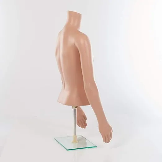 SSWBasics Male Plastic Half Body Mannequin Torso (Chest 36", Waist 30")