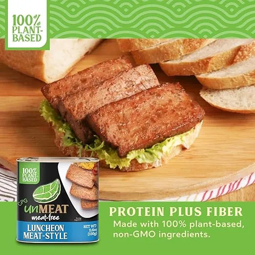 unMEAT Plant Based Meat | Easy to Prepare Plant Based Protein | Vegan Meat with Less Calories, Luncheon Meat Style, (Pack of 12)