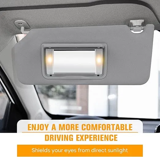 Left Driver side Sun Visor for Honda Accord 2008 2009 2010 2011 2012, Replace for 83280TA0A91ZB, Gray Left side Sun Visor with Light