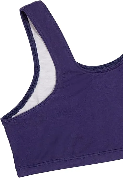 Fruit of the Loom Girls' Multi Pack Cotton Built -Up Stretch Sports Bra Available in 6 Packs!