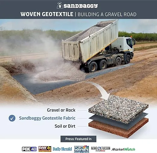 Sandbaggy Woven Geotextile Landscape Fabric | 50 YEAR Fabric* | for Soil Stabilization & Underlayment for Pavers, Driveway, Gravel Roads & Parking Lots | Meets AASHTO M288 Spec (17.5 ft x 100 ft Roll)