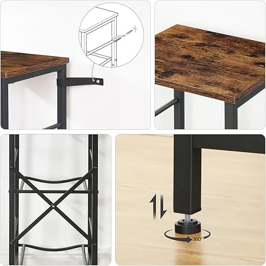 HOOBRO Water Jug Rack, Water Bottle Holder, 5 Gallon Water Jug Rack, 3-Tier Water Bottle Stand, Water Jug Stand, for Kitchen, Living Room, Office, Rustic Brown and Black BF01ST01