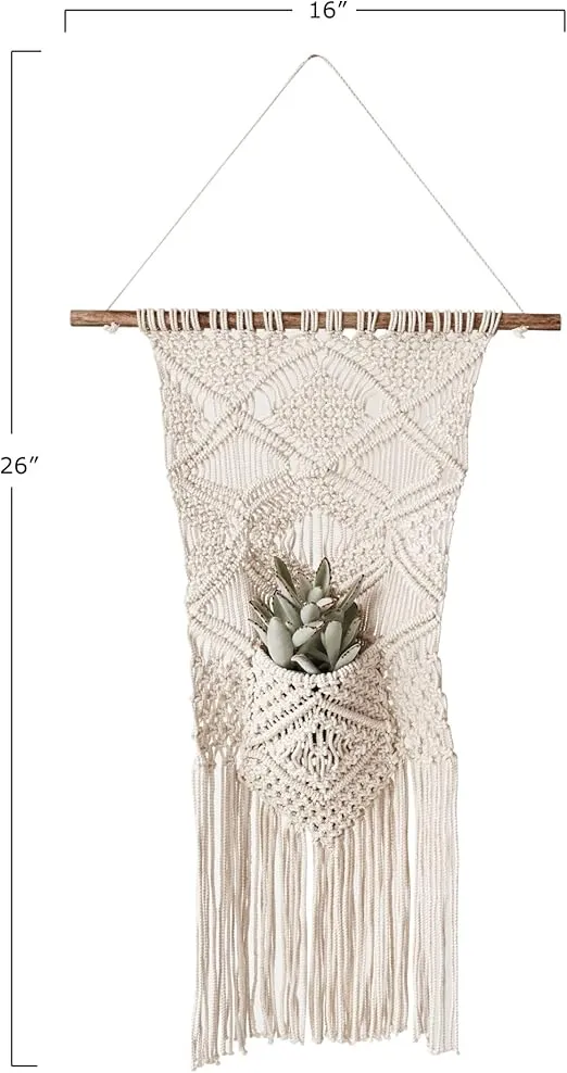 Creative Co-Op Macramé Wall Hanging with Pocket