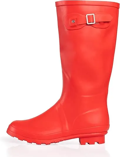 NORTY Women's Hurricane Wellie Rain Boots - High-Calf Length - Glossy Matte Waterproof Rubber Shoes