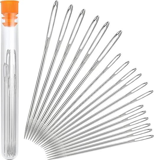 Large-Eye Needles Steel Yarn Knitting Needles Sewing Needles Darning Needle, 9 Pieces (Pointed)