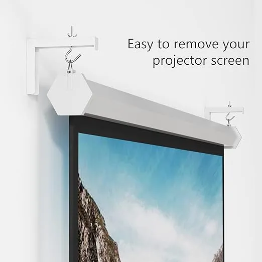 WALI Universal Projector Screen Ceiling Mount, Wall Hanging Mount L-Brackets, 6 inch Adjustable Extension with Hook Kit, Perfect Projector Screen Placement Hold up to 66 lbs (PSM001-W), White