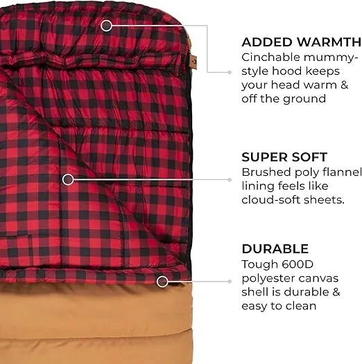 TETON Sports -35F and 0F Degree Sleeping Bag. Warm and Comfortable Camping Sleeping Bags, Teton Tough Canvas Shell for Camping, Hunting, and Cold Weather