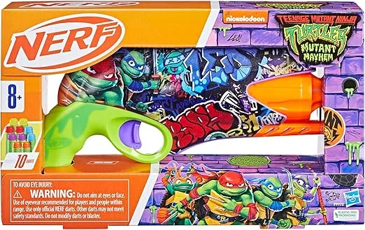 Nerf Teenage Mutant Ninja Turtles Dart Blaster, 10 Elite Darts, Kids Stocking Stuffers, Ages 8+
