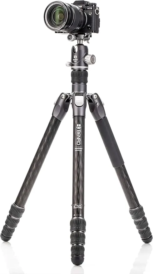 Benro Rhino Carbon Fiber Three Series Tripod/Monopod with VX30 Ballhead, 4 Leg Sections, Twist Leg Locks, Padded Carrying Case (FRHN34CVX30) Max Height 174.5 cm