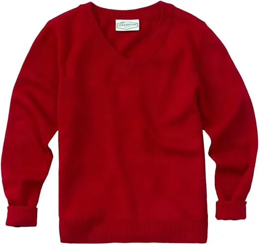 Classroom School Uniforms Big Kid Long Sleeve V-Neck Sweater 56702
