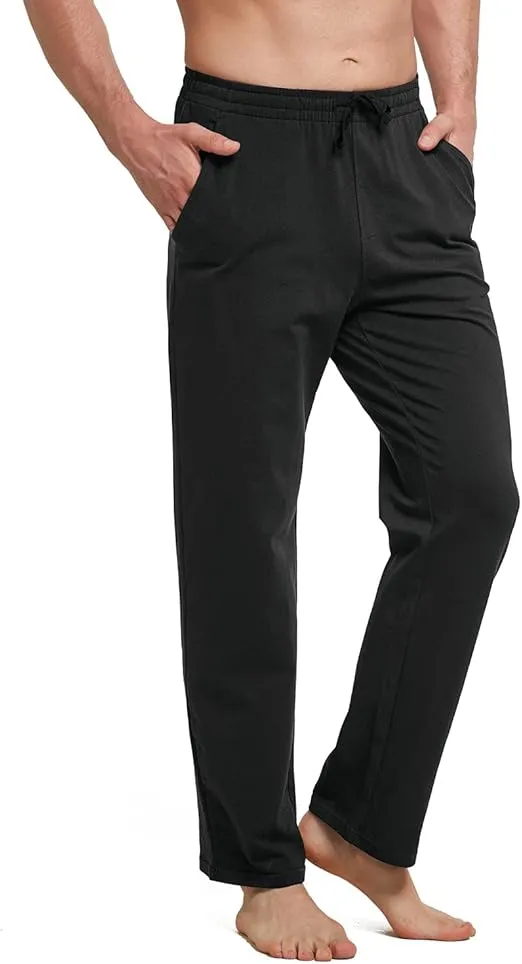 BALEAF Men's Sweatpants Casual Lounge Cotton Pajama Yoga Pants Open Bottom Straight Leg Male Sweat Pants with Pockets