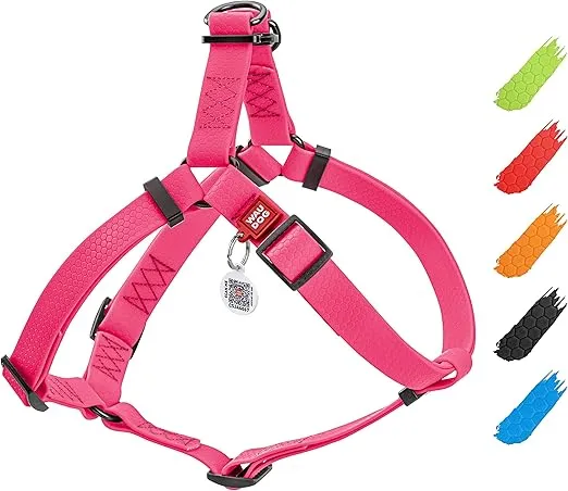 WAUDOG Waterproof Dog Harness Adjustable Dog Harness for Large Dogs, Small and Medium Dogs - Heavy Duty Dog Harness with Durable Metal Clasp and QR Dog Tag - Boy & Girl Dog Harness