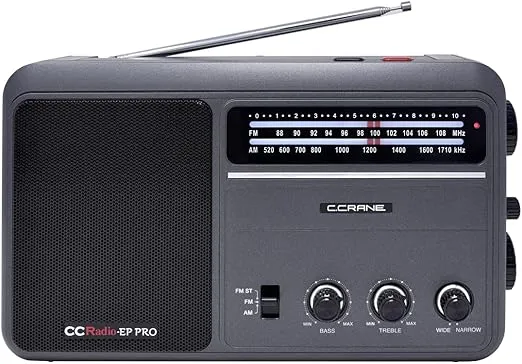 C. Crane CCRadio - EP PRO AM FM Battery Operated Portable Analog Radio with DSP Black