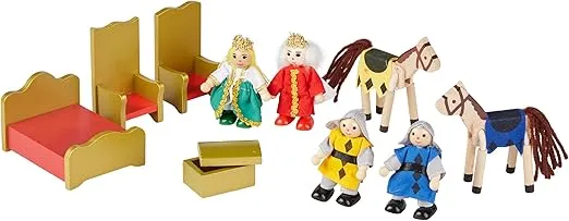 Melissa & Doug Fold and Go Wooden Castle Dollhouse With Wooden Dolls and Horses (12 pcs)