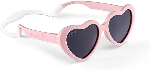 ROSHAMBO Unbreakable Baby Toddler Heart Sunglasses with Strap – Infants 0-24 months Girls Boys 2-4 years – Polarized Lens
