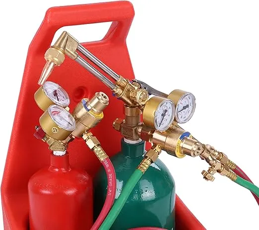 Portable Oxyacetylene Welding and Cutting Kit,Long Pipe Brass Nozzle Welding Torch Kit with Gauge Oxygen Acetylene, Brass Nozzle Welding Cutting Torch Kit,Gas Cylinder Welding Cutting Tools