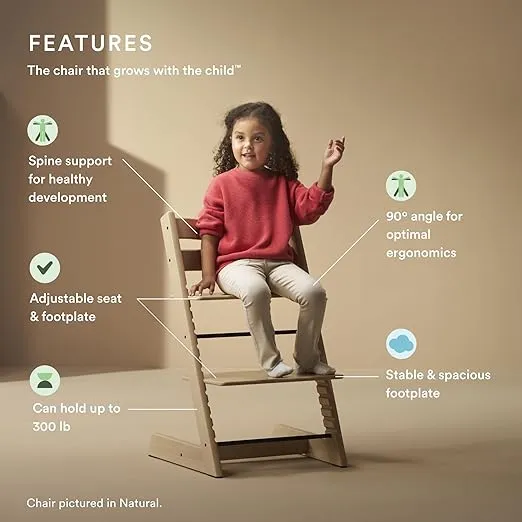 Tripp Trapp Chair from Stokke, Oak Natural - Adjustable, Convertible Chair for Toddlers, Children & Adults - Comfortable & Ergonomic - Made with Oak Wood
