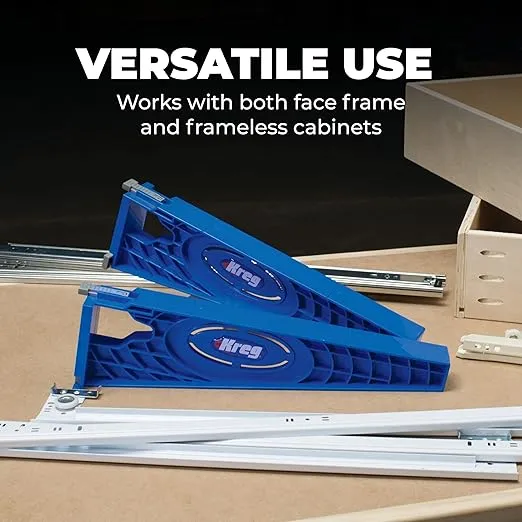 Kreg KHI-Slide Drawer Slide Jig - Drawer Slide Jig Kit - Drawer Slide Tool - for Cabinets, Drawers, Desks & More - Easily Install Drawer Slides - Set of 2 - Holiday Home Improvement Gifts for Him