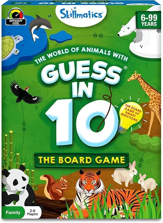 Skillmatics Family Card & Board Game - Guess in 10 Animals, Gifts for 6 Year Olds and Up, Average Playtime 30 Minutes, 2-6 Players