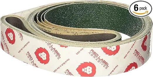 Red Label Abrasives 2 Inch X 72 Inch Knife Makers Coarse Grit Sanding Belts, 6 Pack Assortment