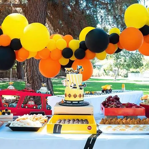 Construction Cupcake Toppers Dump Truck Tractor Excavator Car Decorations for Kids Birthday Party Supplies Cake Picks 48pcs