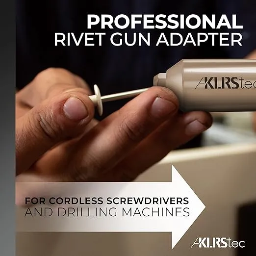 KLRStec Professional Rivet Gun Adapter - Rivet Attachment for Cordless Screwdrivers and Drills - Easy processing for Pop Rivets
