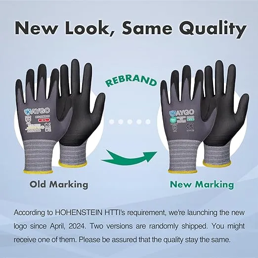 KAYGO Safety Work Gloves MicroFoam Nitrile Coated-12 Pairs, KG18NB,Seamless Knit Nylon Glove with Black Micro-Foam Nitrile Grip,Ideal for General Purpose,Automotive,Home Improvement,medium