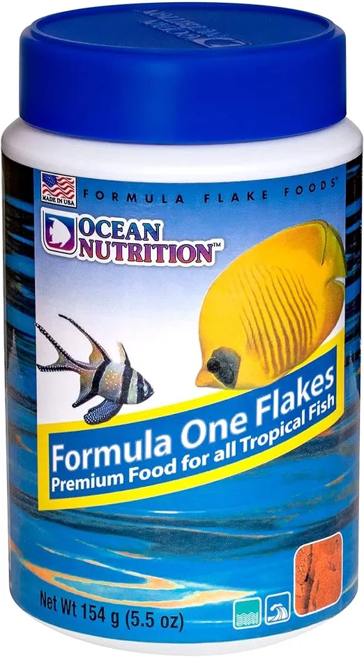Ocean Nutrition Formula One Flake Fish Food - Natural Ingredient Fish Food Flakes for All Saltwater Tropical Fish - Supports Health & Coloration, Does Not Cloud Water, Made in USA, 5.5 oz (154 g)