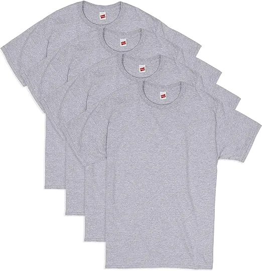 Hanes Men's Short Sleeve T-Shirt Pack, Essentials Crewneck Cotton T-Shirt, 4 or 6 Pack