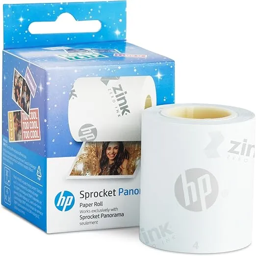 HP Sprocket Panorama Instant Portable Color Label & Photo Printer (Grey) Gift Bundle with case, Zink roll, Photo Album, Markers, Stickers and Frames
