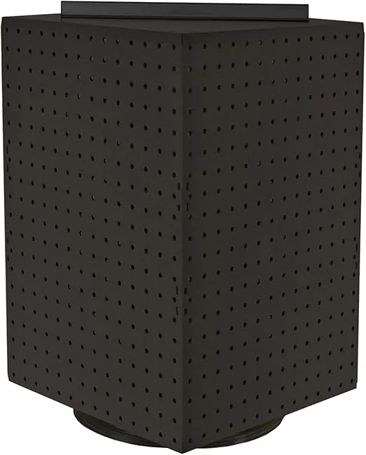 Azar Displays 701414-BLK Rotating Stand, Peg Display Carousel, Four Sided Rack for Jewelry, Accessories, or Crafts, Revolving Displays for Retail, Pegboard Organizer, Black, 14"x14"x20"