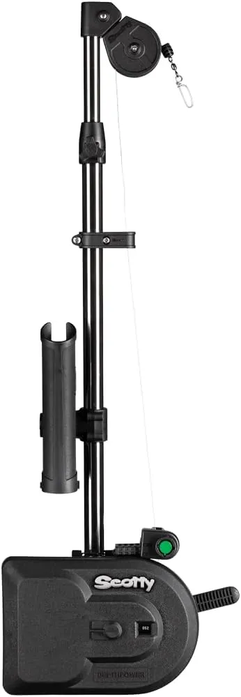 Scotty #1106B Depthpower Electric Downrigger w/ 60-Inch Telescopic Boom & Swivel Base, Rod Holder, Braided Line BLACK