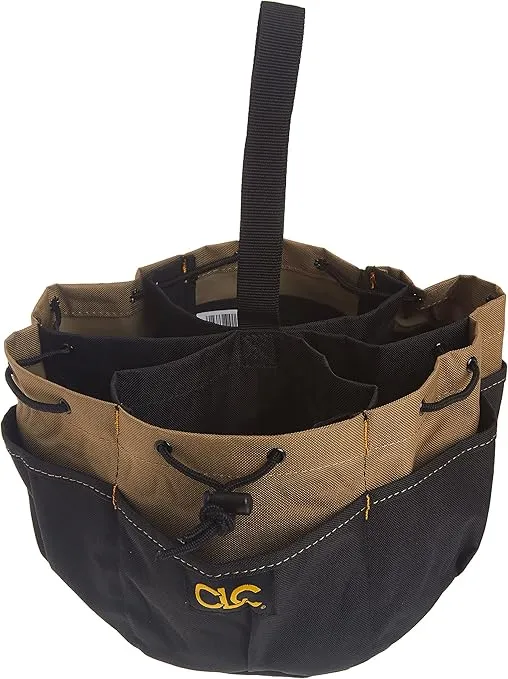 CLC Custom LeatherCraft 1148 Drawstring Bucket Bag, 18 Pocket , Black